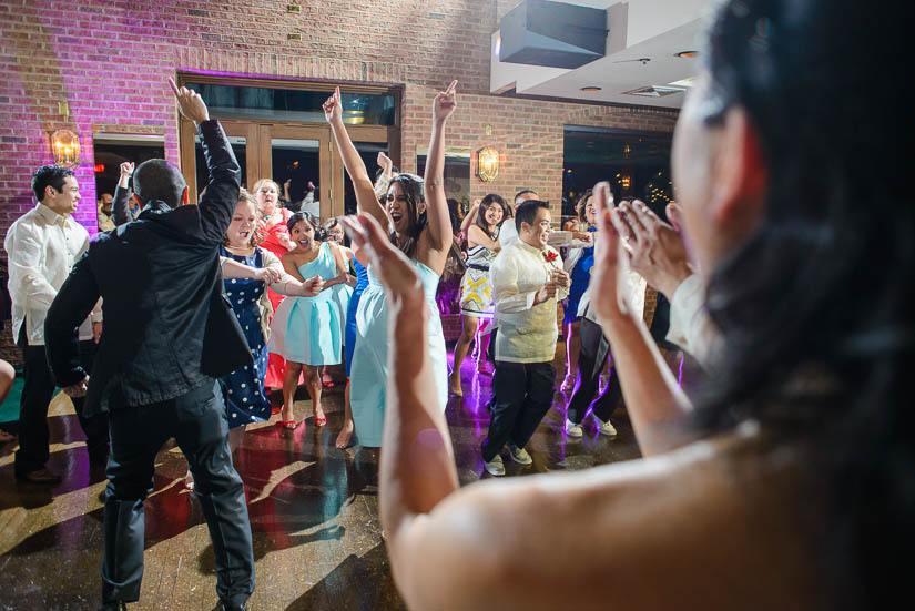 bride's sister dancing in a flash mob at the wedding