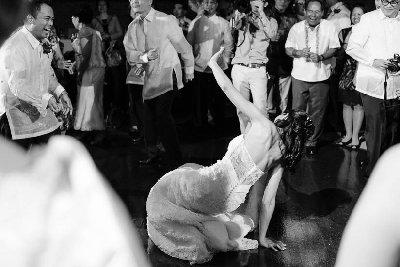 bride getting down at the grand atrium