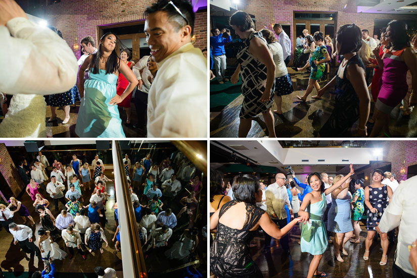 guests having a good time dancing at the wedding reception