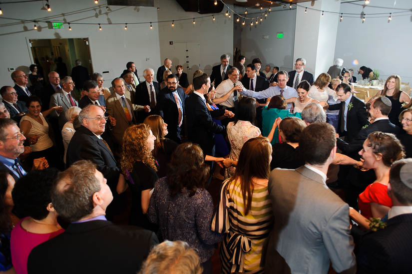 everyone at the wedding dancing with the bride and groom