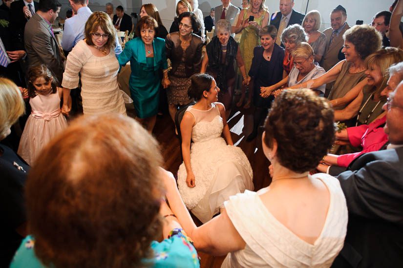 women dancing around bride during klezmer dancing