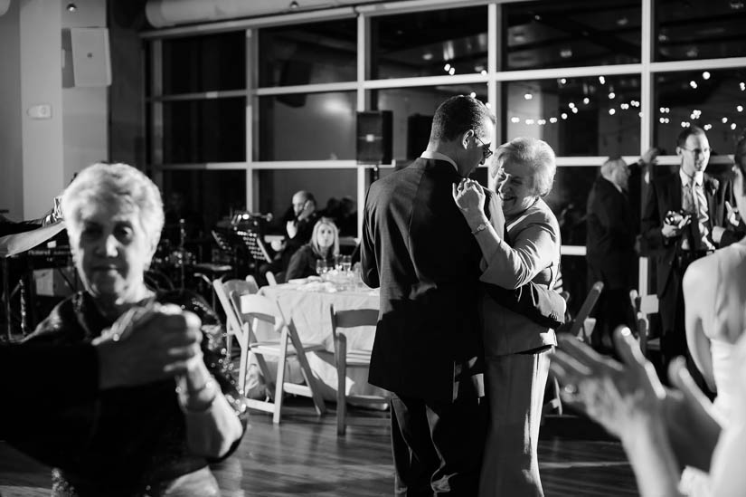 groom and his mother dancing at visarts at rockville wedding