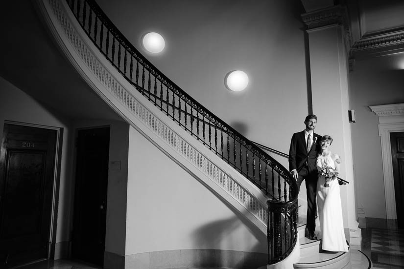 bride and groom portraits at carnegie institution for science wedding