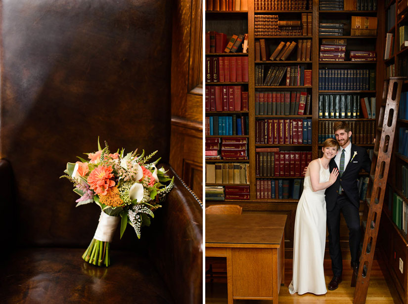 orange and white bouquet at carnegie institution for science wedding