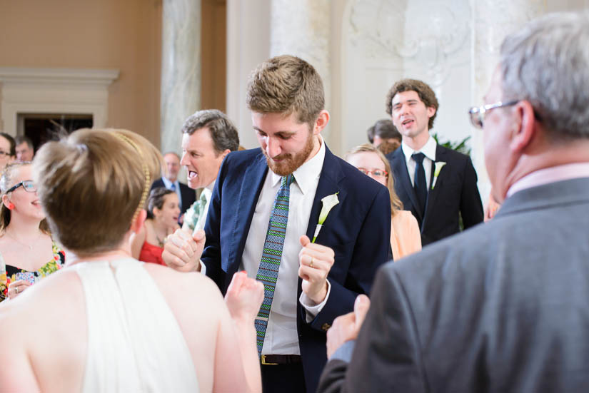 groom dancing at the wedding