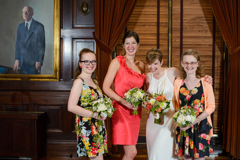 bride with her bridesmaids at carnegie institution for science wedding