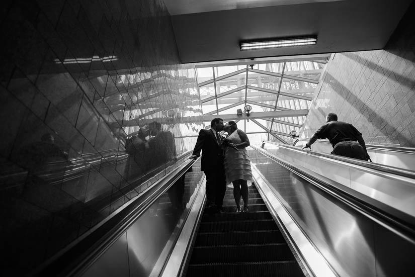 washington dc metro escalator wedding photography