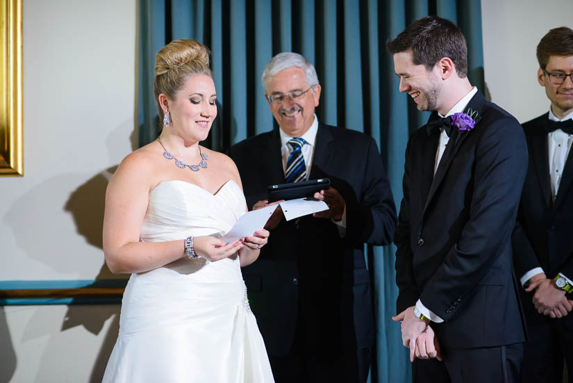 bride and groom vows at clarendon ballroom wedding