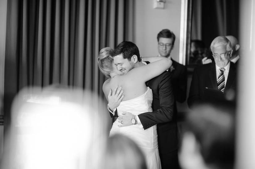 groom reaction during clarendon ballroom wedding ceremony