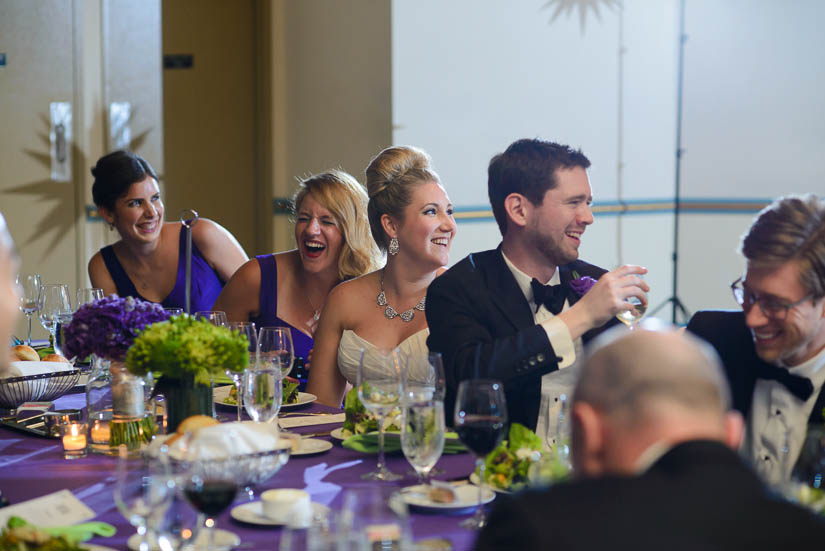 bride and groom during toasts