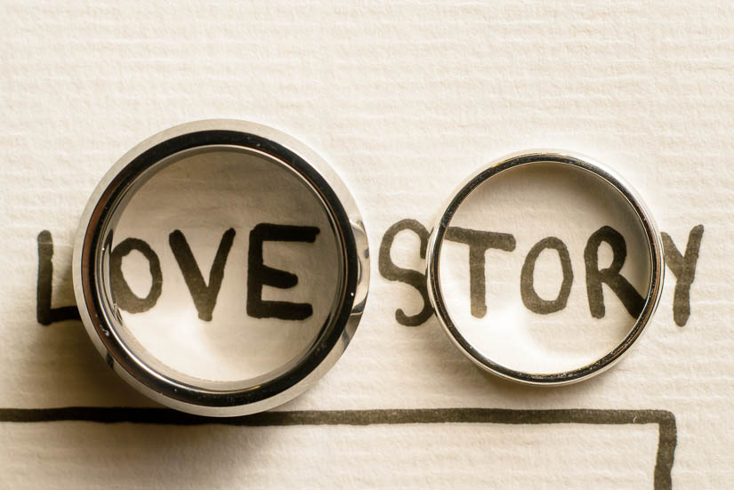 ring detail with love story book