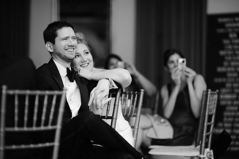 bride and groom during speeches