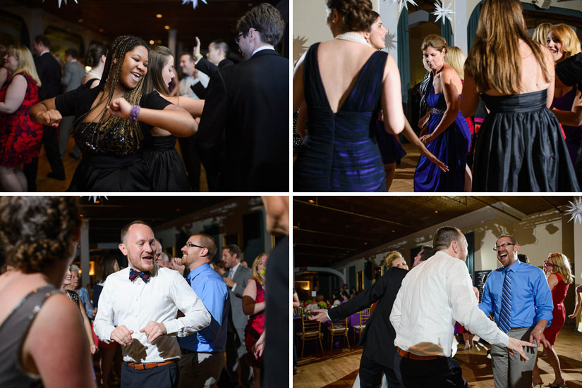 wedding guests dancing at clarendon ballroom