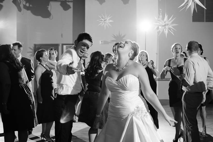 bride and groom partying at clarendon ballroom wedding