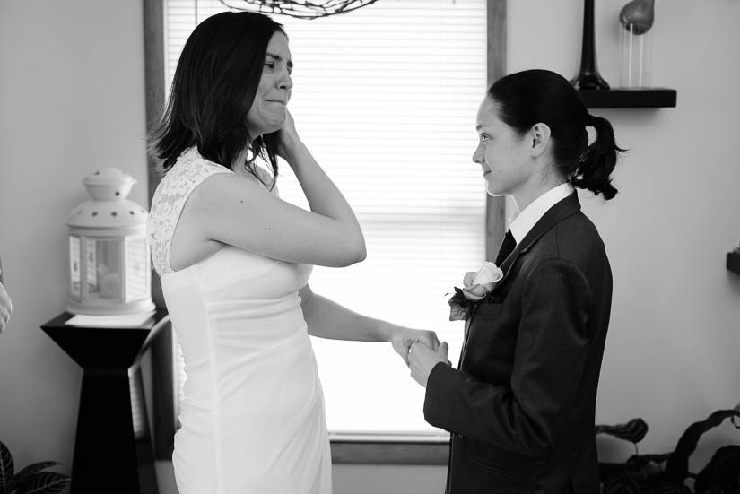 bride crying at annapolis wedding chapel ceremony