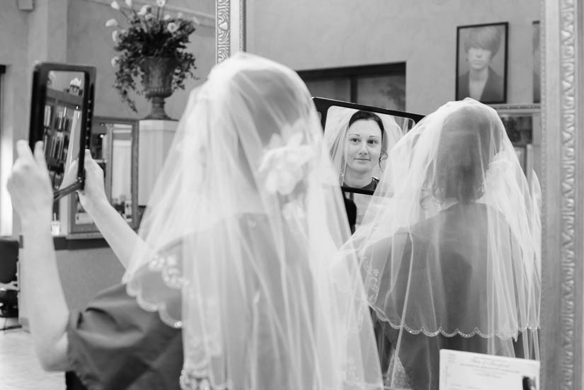 bride getting ready at the salon