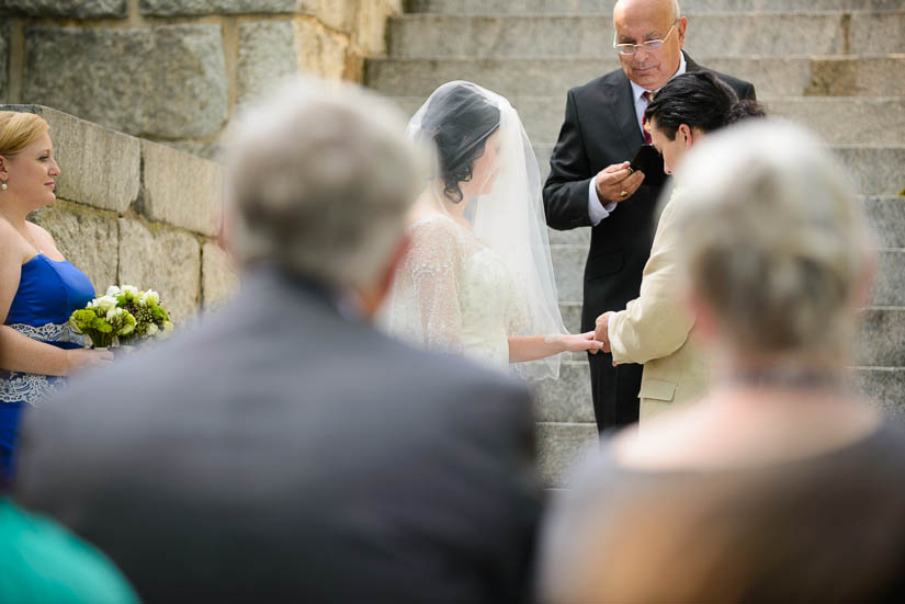 ring exchange shot through the parents at patapsco female institute wedding