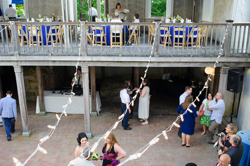 overview shots of cocktail hour at patapsco female institute wedding