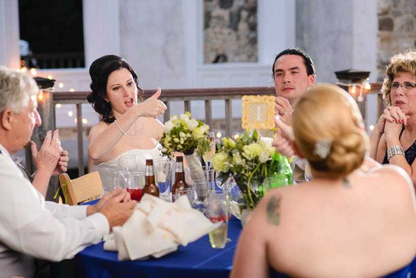 reaction to the toast at patapsco female institute wedding