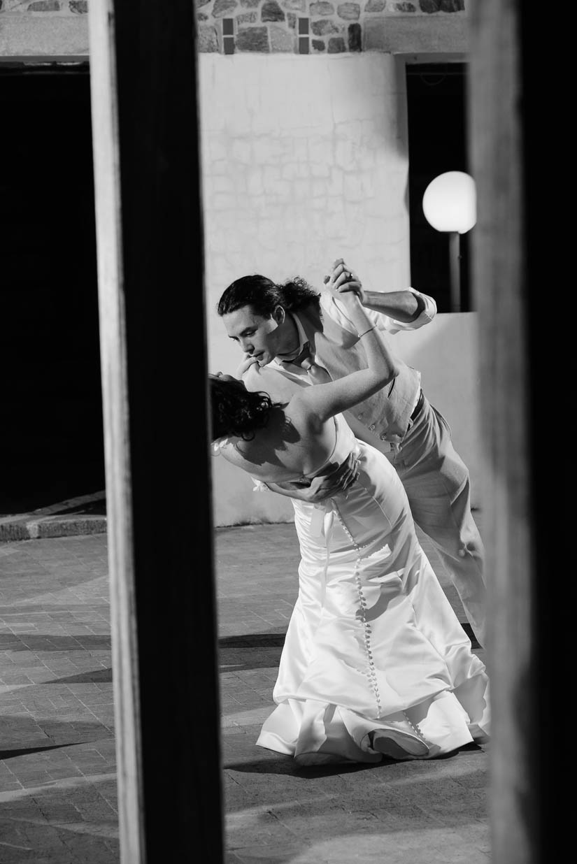 groom dipping the bride during the last dance at patapsco female institute wedding