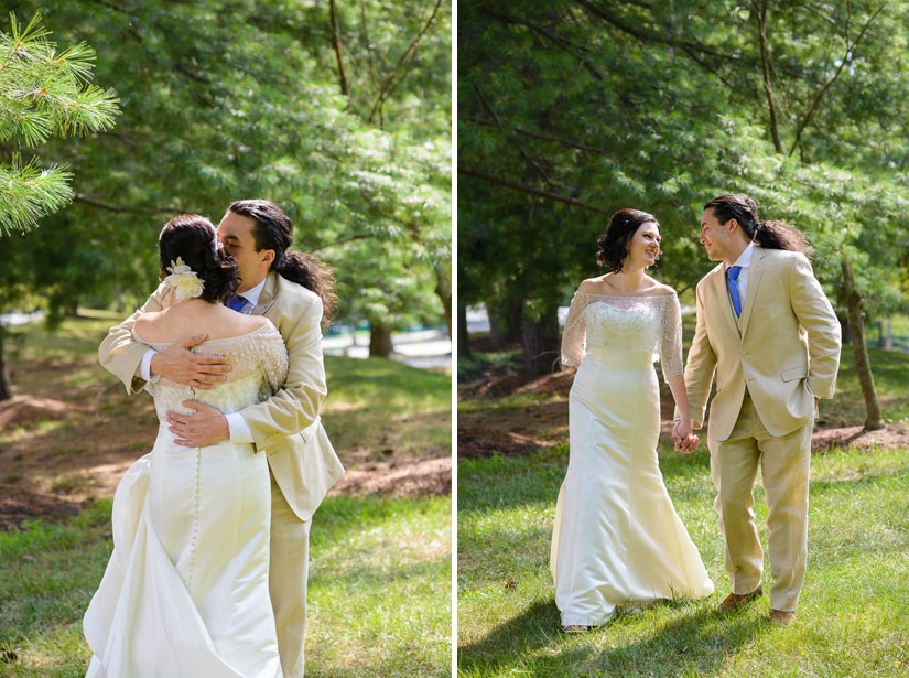first look and wedding portraits in pretty afternoon light