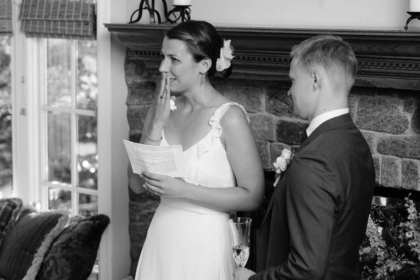 bride tearing up during wedding toasts in bethesda, md