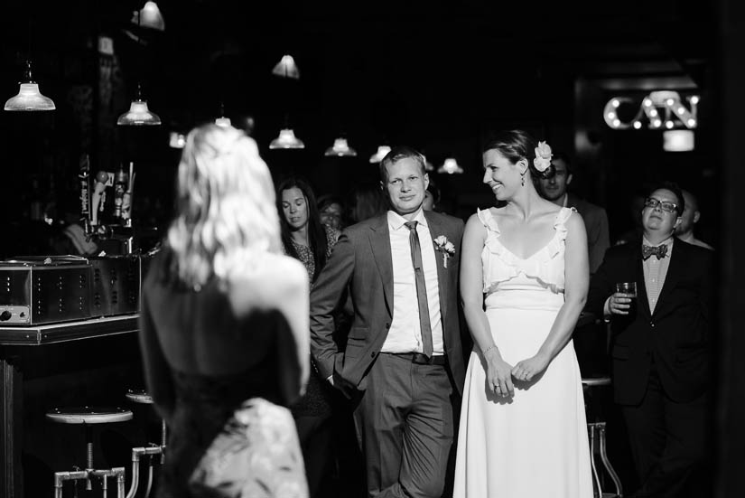 groom's sister gives a toast at american ice co