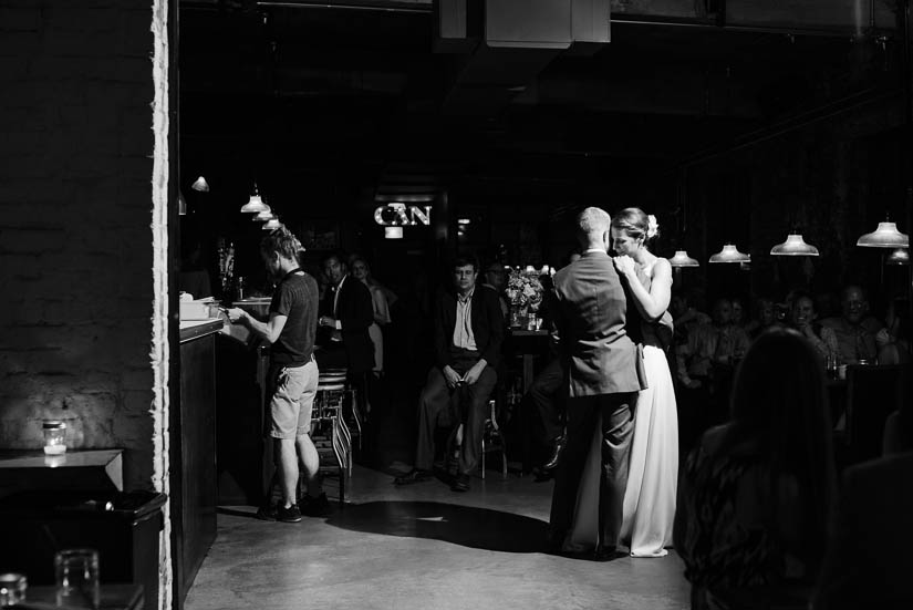 bride and groom dancing at american ice co wedding reception