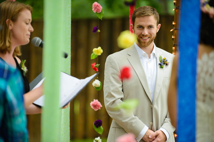 groom during the ceremony at the woodlands at algonkian wedding