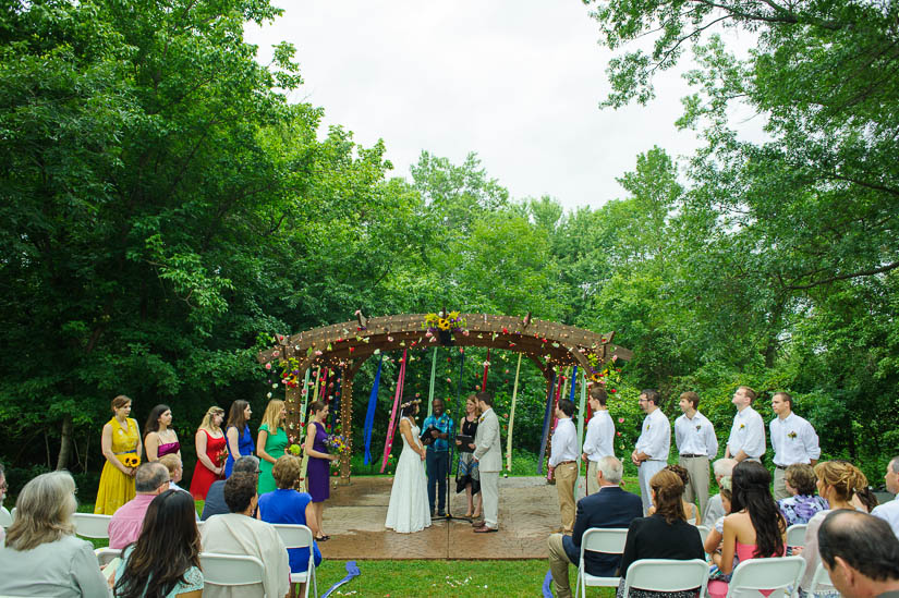 outdoor ceremony wide angle at the woodlands at algonkian pergola