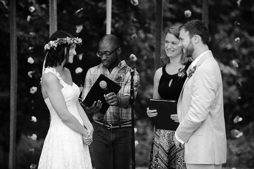 the woodlands at algonkian wedding ceremony outside