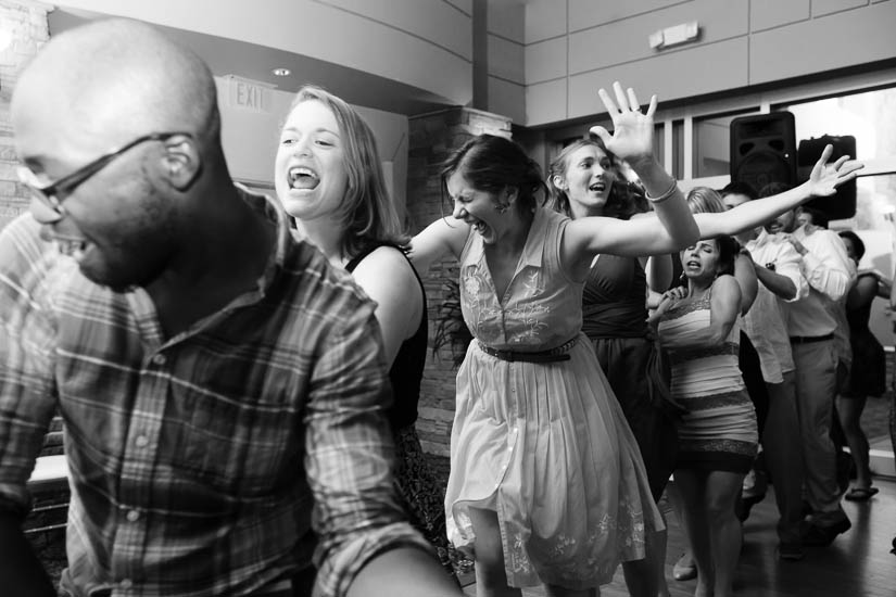 conga line at the woodlands at algonkian wedding