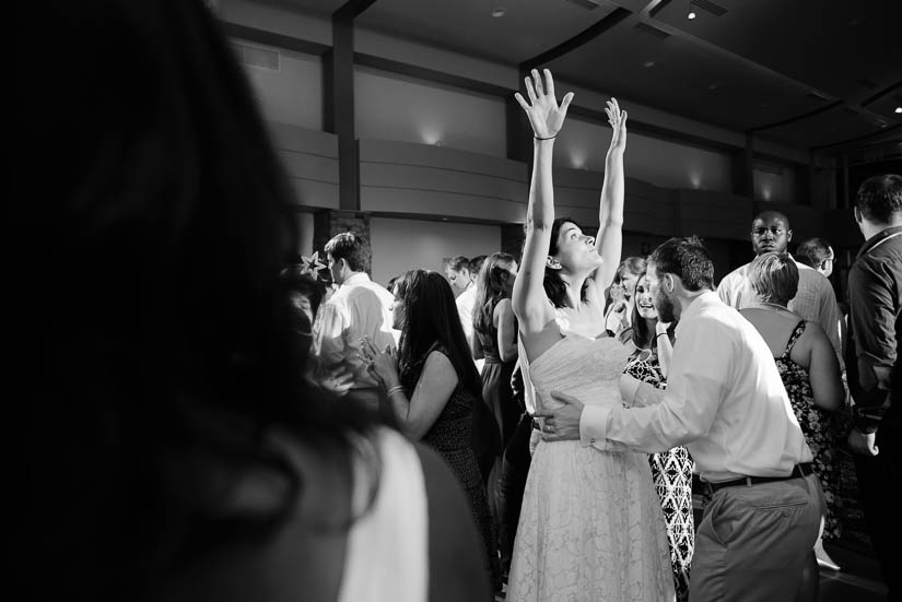 bride dancing at the party at the woodlands at algonkian wedding