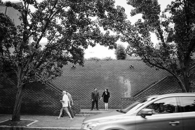 street photography engagement photos in old town