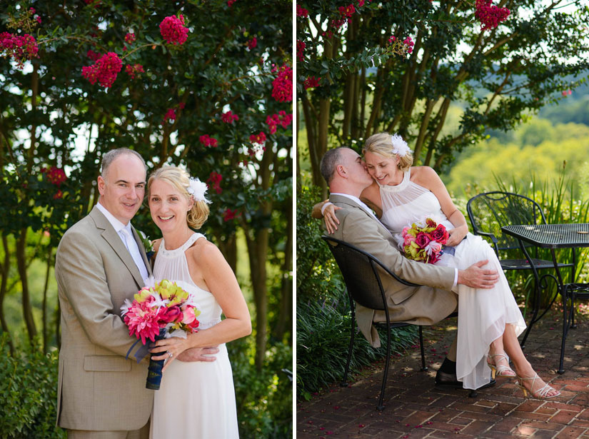 wedding portraits by the pool at Sunset Crest Manor