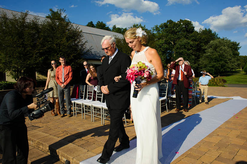 bride and her father walking down the aisle at Sunset Crest Manor