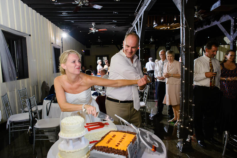 cake cutting at Sunset Crest Manor wedding