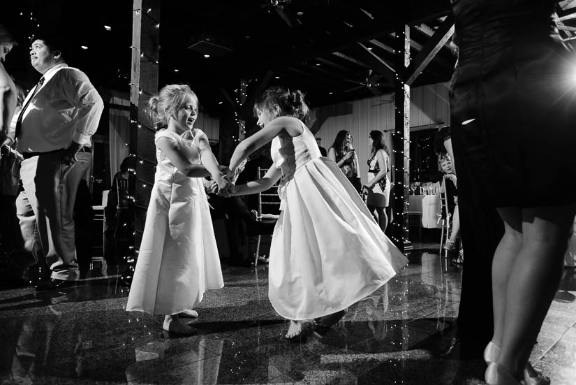 flower girls dancing at Sunset Crest Manor wedding