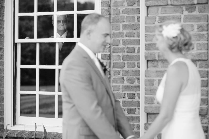 bride's father watches first look at Sunset Crest Manor